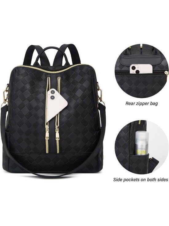 Stylish PU Leather Backpack Purse for Women - Convertible Travel Satchel Set main image 5